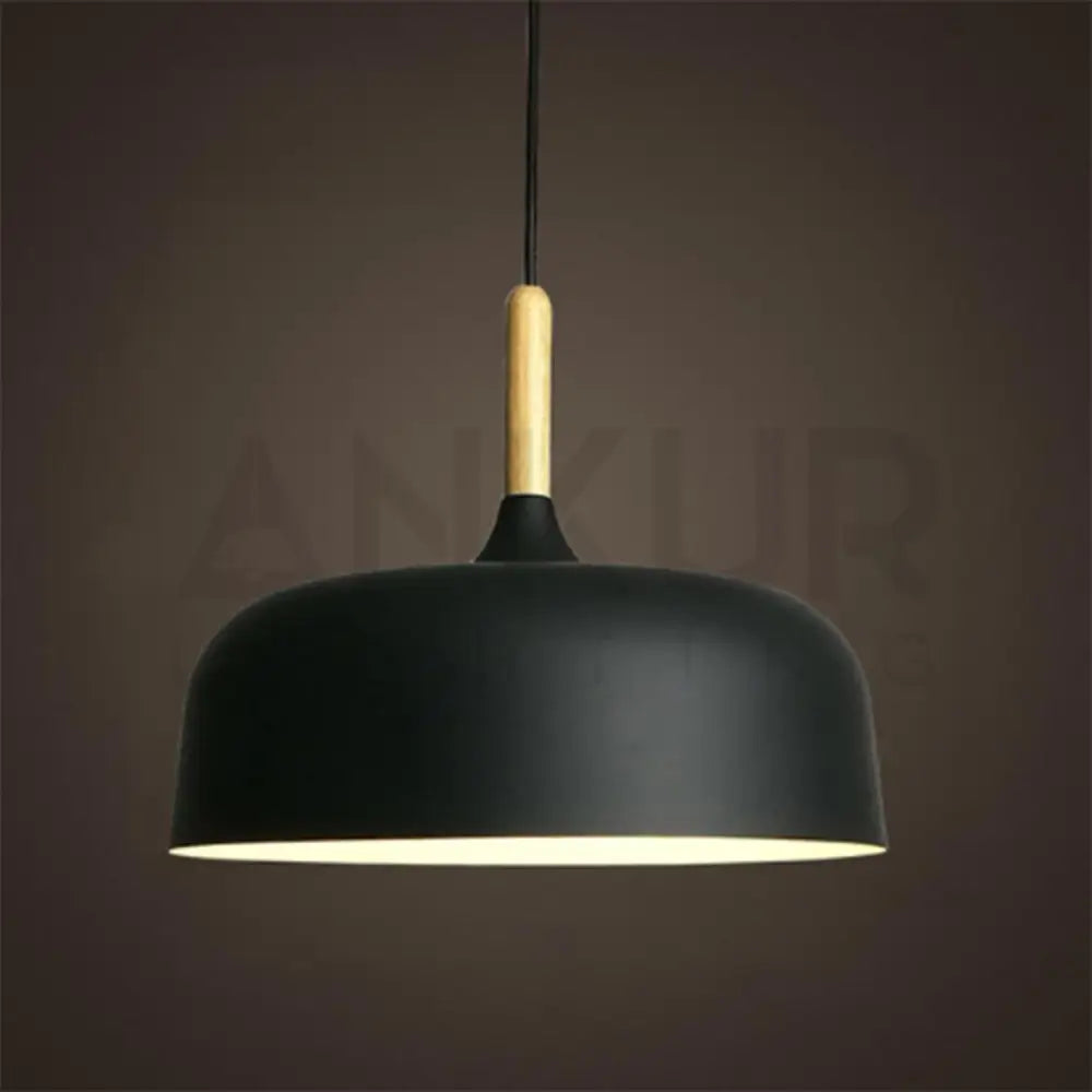 ACORN NORDIC STYLE METAL WITH WOOD TOP PENDANT LIGHT - Ankur Lighting