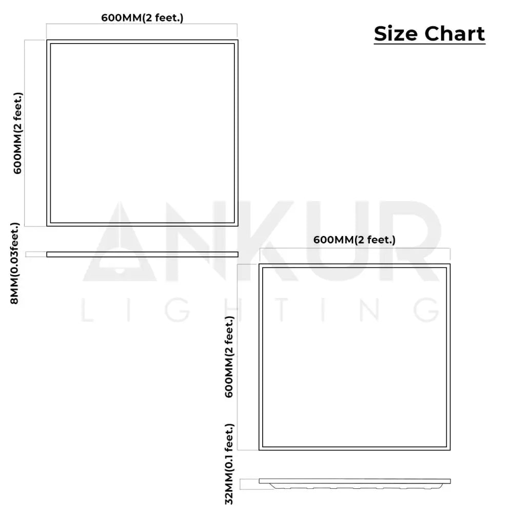 ANKUR 2 x 2 (600MM x 600MM) ECO LED SQUARE PANEL LIGHT - Ankur Lighting