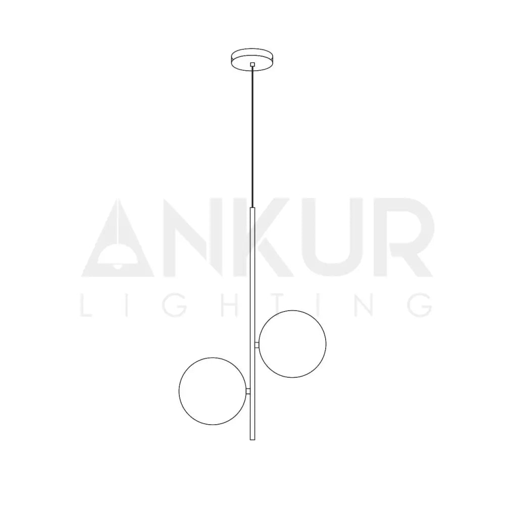 ANKUR ARIZONA 2 LIGHT MILKY GLOBE WITH GOLD METAL HANGING LIGHT - Ankur Lighting