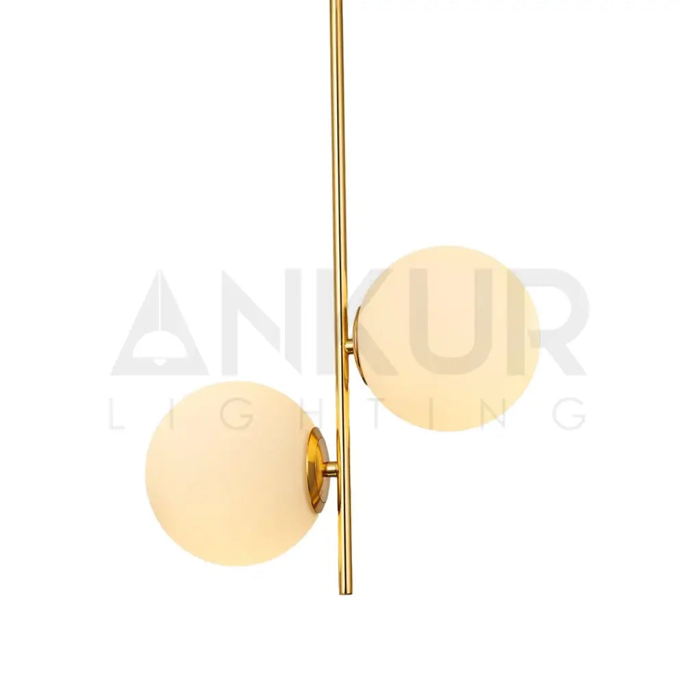 ANKUR ARIZONA 2 LIGHT MILKY GLOBE WITH GOLD METAL HANGING LIGHT - Ankur Lighting