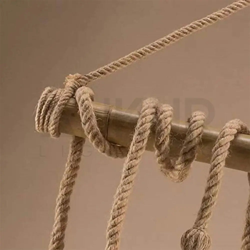 ANKUR BAMBOO 6 HEMP ROPE LIGHT CHANDELIER - Ankur Lighting