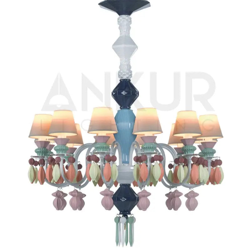 ANKUR BELLE LUXURY 8 LIGHT MULTICOLOUR HANDMADE CHANDELIER Chandelier