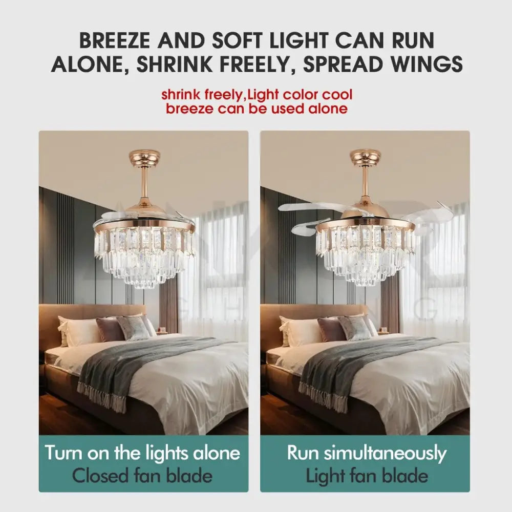 ANKUR BREEZO CRYSTAL LED CEILING FAN WITH CRYSTAL CHANDELIER AND REMOTE CONTROLLER 42 INCHES MODERM FANDELIER Fan