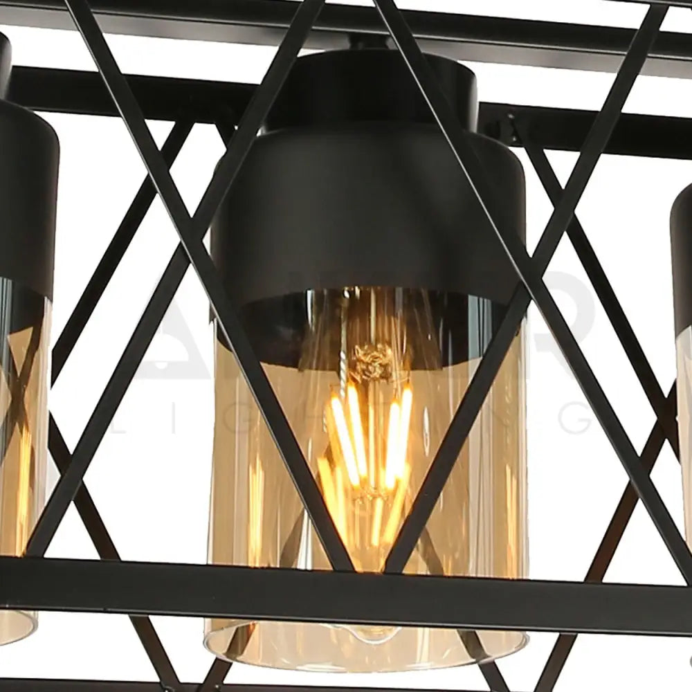 ANKUR BRONX 4 LIGHT RECTANGLE METAL CAGE CHANDELIER - Ankur Lighting