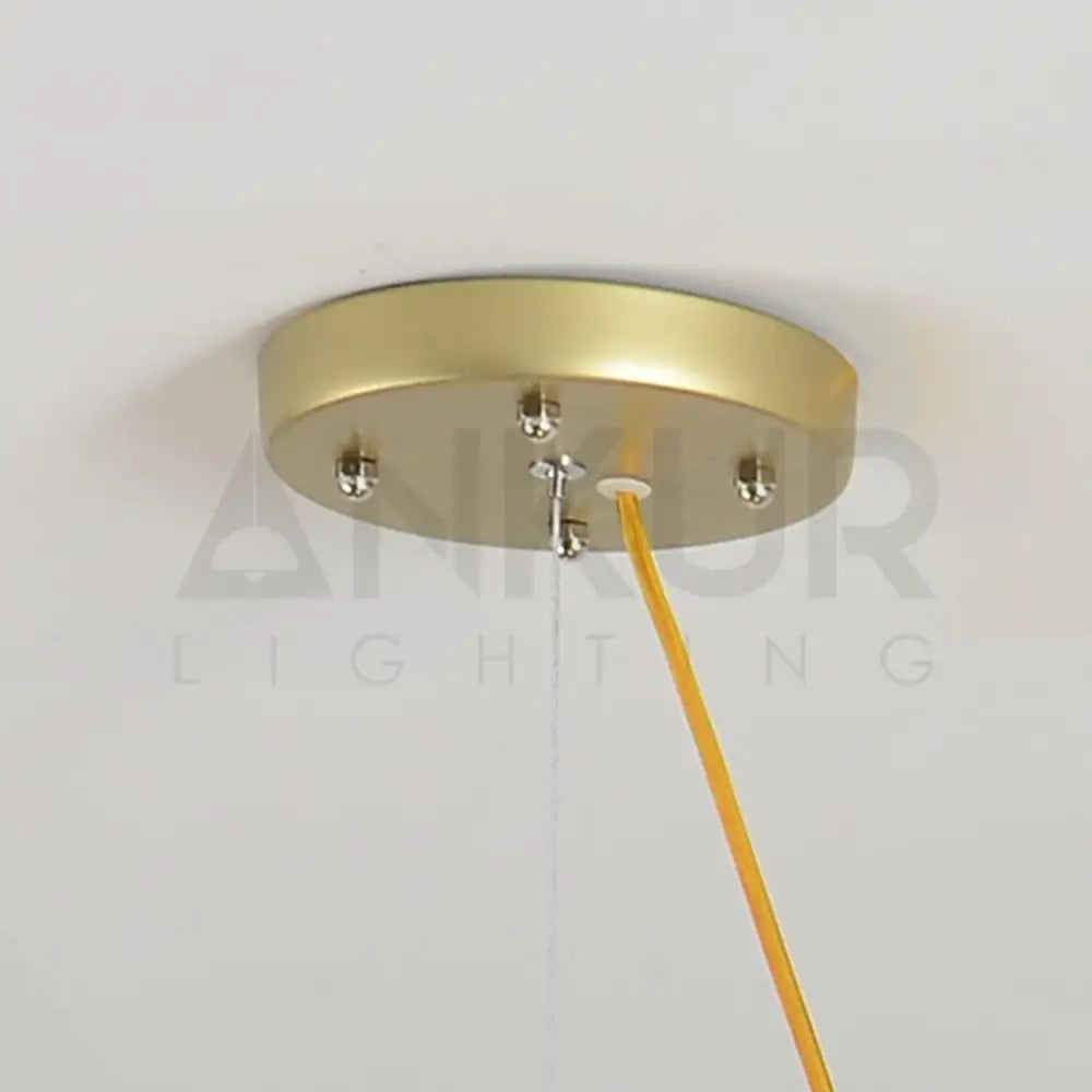 ANKUR BURST 6 LIGHT MODERN CONTEMPORARY GOLDEN CHANDELIER WITH AMBER/CHAMPAGNE GLASSES - Ankur Lighting