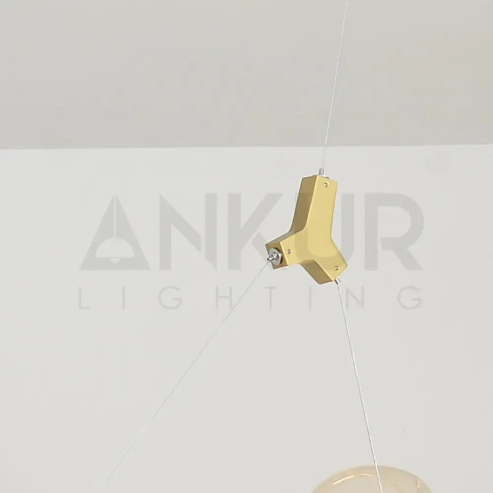 ANKUR BURST 6 LIGHT MODERN CONTEMPORARY GOLDEN CHANDELIER WITH AMBER/CHAMPAGNE GLASSES - Ankur Lighting
