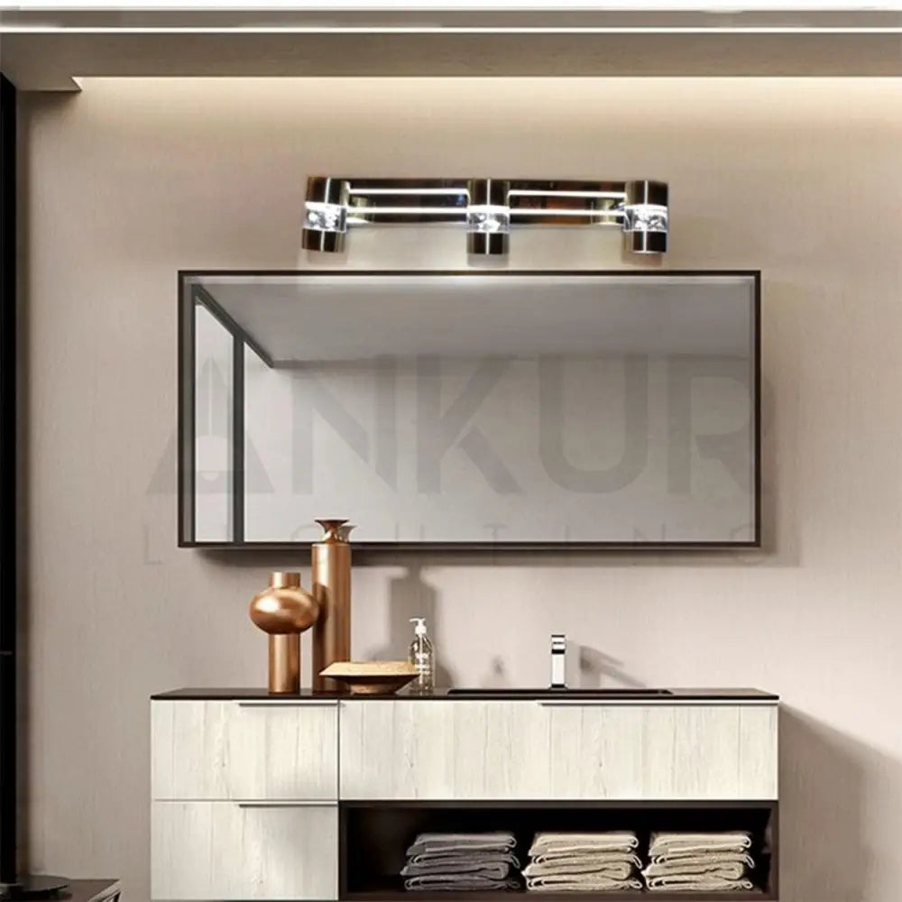 ANKUR CHROME AND GLASS BUBBLE CYLINDER PICTURE MIRROR LED WALL LIGHT - Ankur Lighting