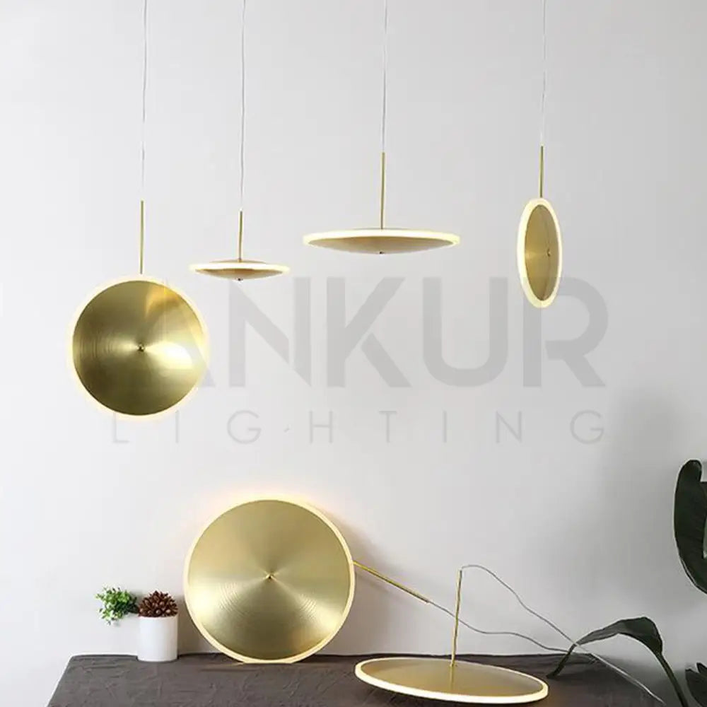 ANKUR CHRONA UFO DISH GOLD LED PENDANT LIGHT - Ankur Lighting