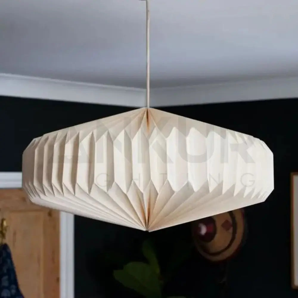 ANKUR COMET ORIGAMI PENDANT LIGHT- PAPER HANDPLEATING HANGING LIGHT White Pendant Light