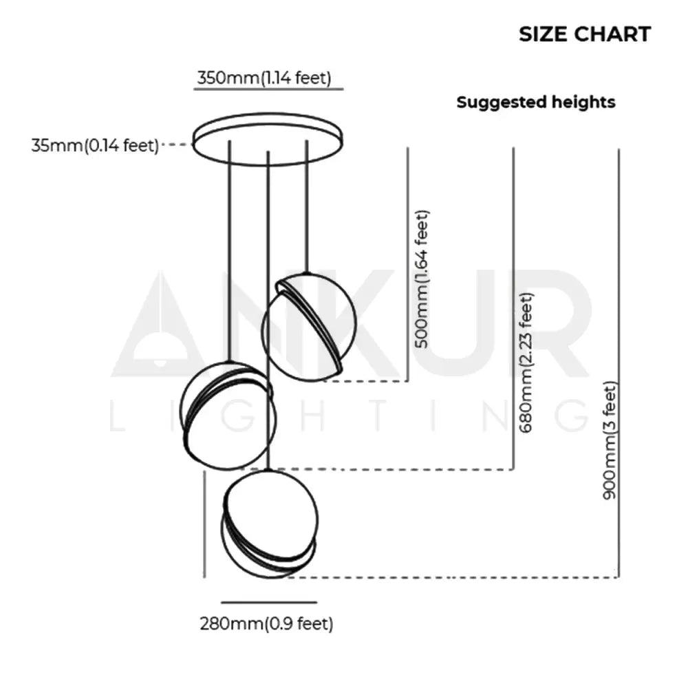 ANKUR CRESCENT MODERN GLOBE HANGING LIGHT - Ankur Lighting