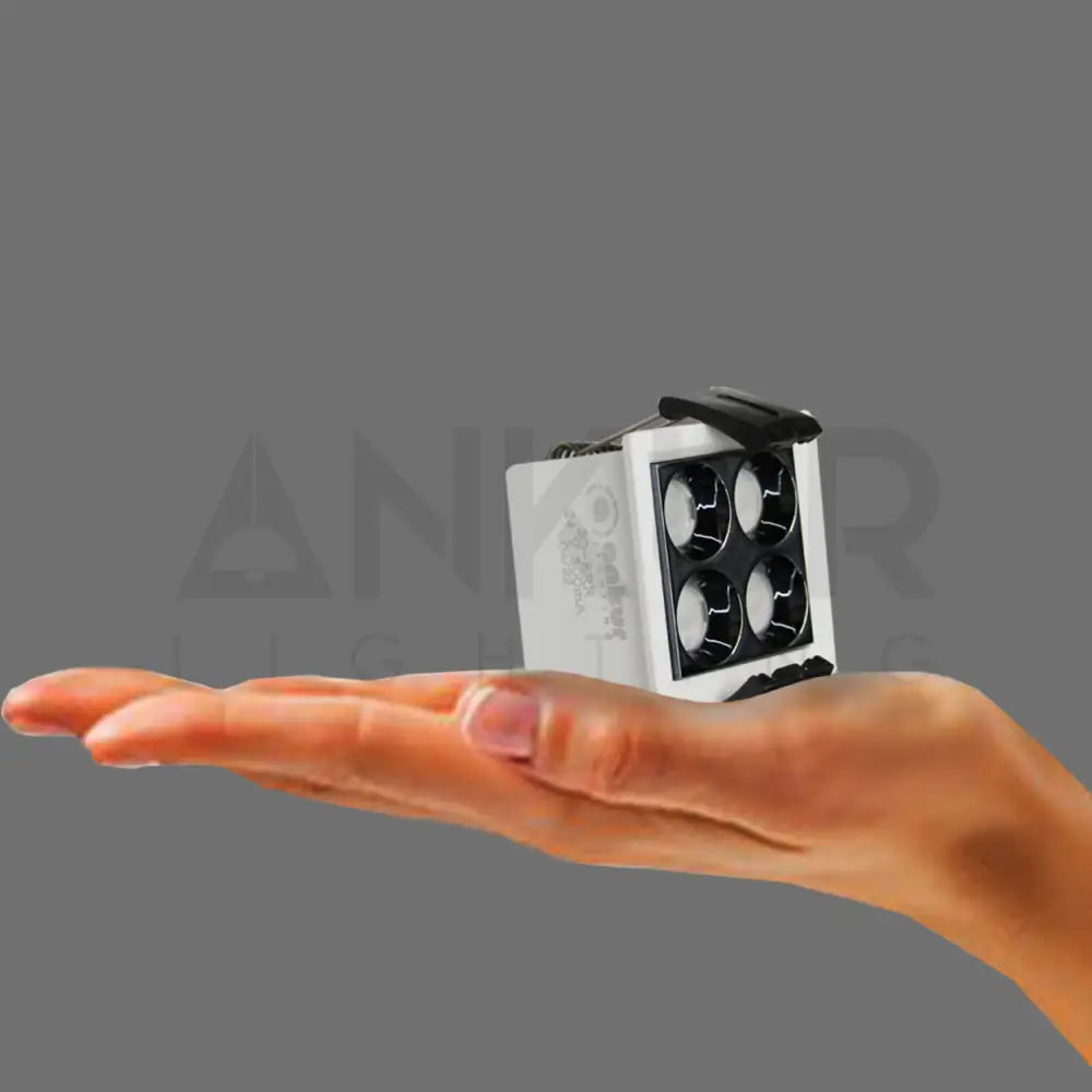 ANKUR DAZZLE SQUARE RECESSED LED LIGHT 4LIGHT / 4000K (Natural White) / WHITE + BLACK Ceiling Light Fixtures