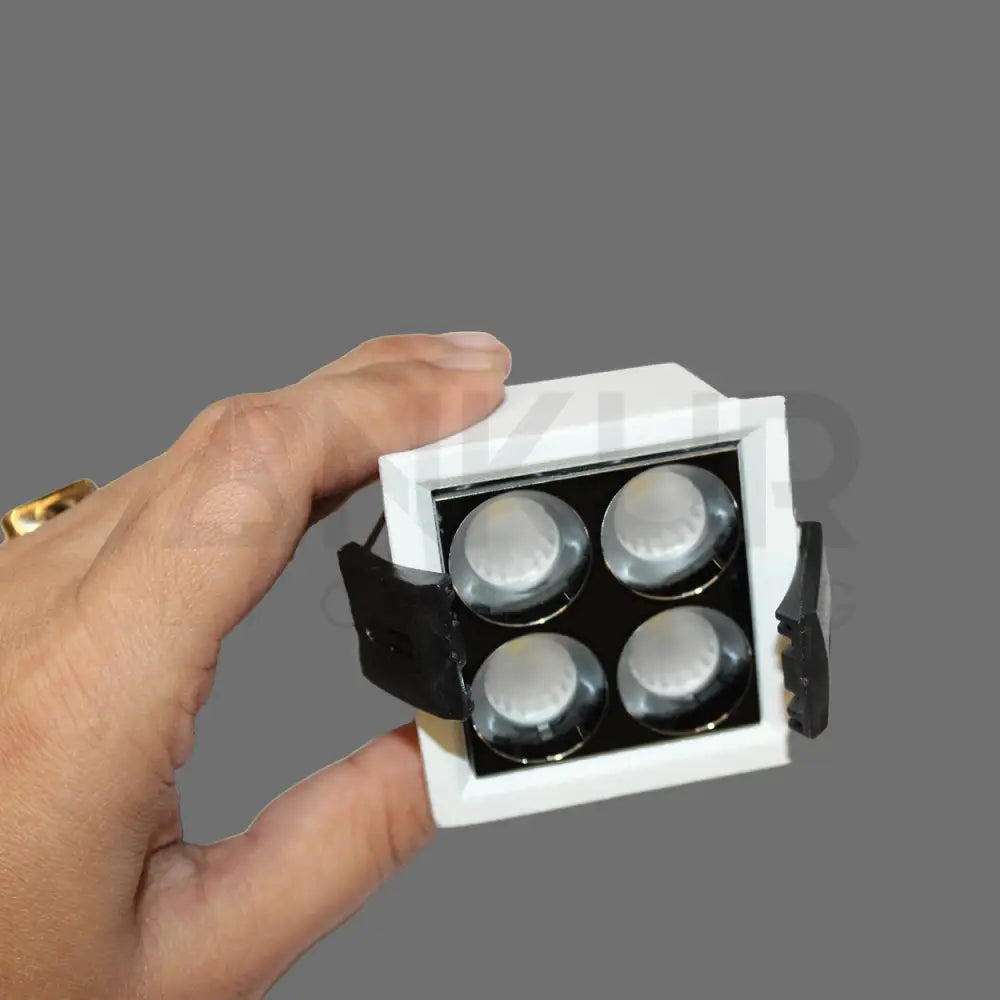 ANKUR DAZZLE SQUARE RECESSED LED LIGHT 4LIGHT / 6500K (Cool White) / WHITE + BLACK Ceiling Light Fixtures