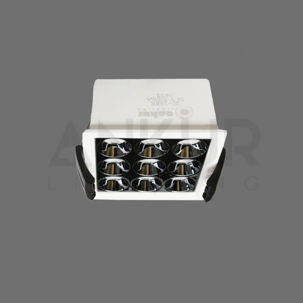 ANKUR DAZZLE SQUARE RECESSED LED LIGHT 9LIGHT / 6500K (Cool White) / WHITE + BLACK Ceiling Light Fixtures
