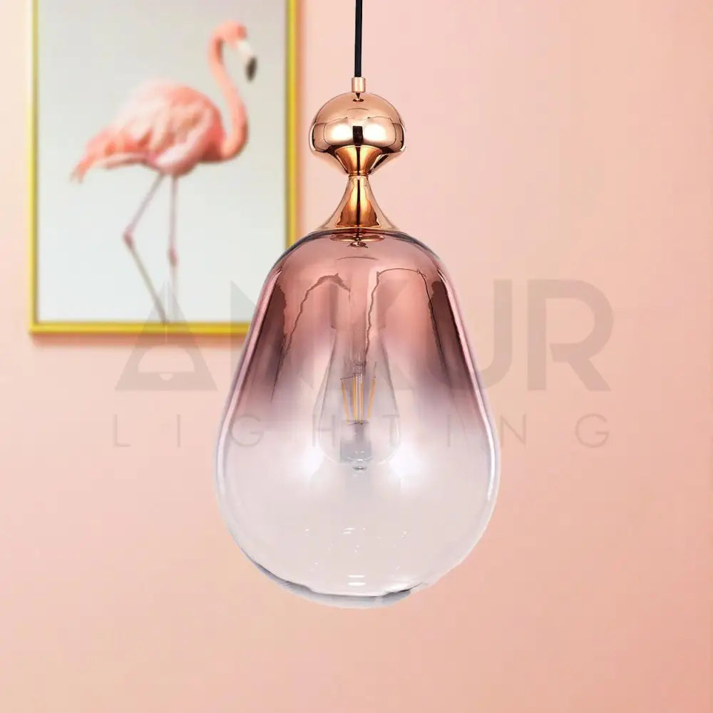 ANKUR DIVINE GRADIENT ROSE GOLD GLASS HANGING LIGHT - Ankur Lighting