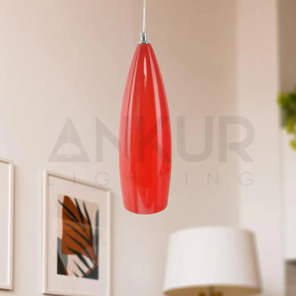 ANKUR DMNS RED CONE GLASS PENDANT LIGHT - Ankur Lighting