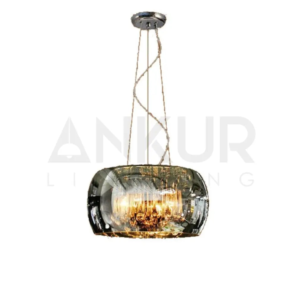 ANKUR DOMA PEARL GLASS DOME AND CRYSTAL LED HANGING CHANDELIER 400MM / SMOKE GREY Chandelier