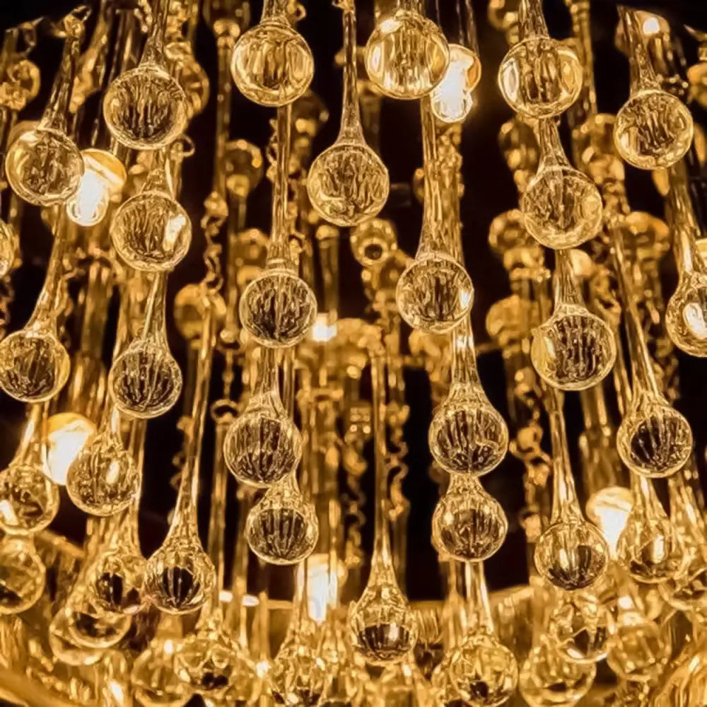ANKUR DOMA PEARL GLASS DOME AND CRYSTAL LED HANGING CHANDELIER Chandelier