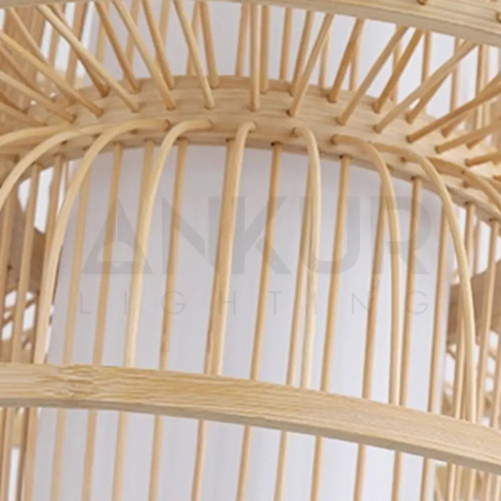 ANKUR ECLAIR NATURAL CANE AND FABRIC PENDANT LIGHT - Ankur Lighting