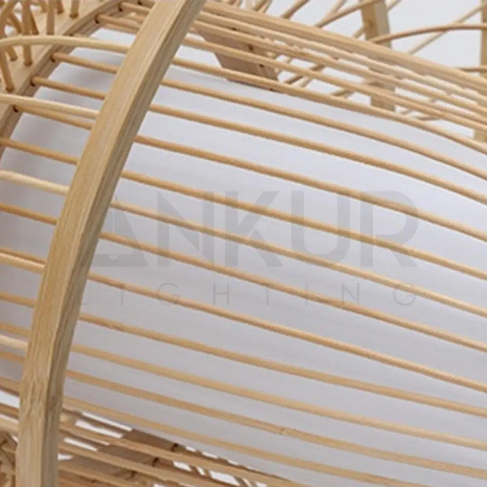 ANKUR ECLAIR NATURAL CANE AND FABRIC PENDANT LIGHT - Ankur Lighting