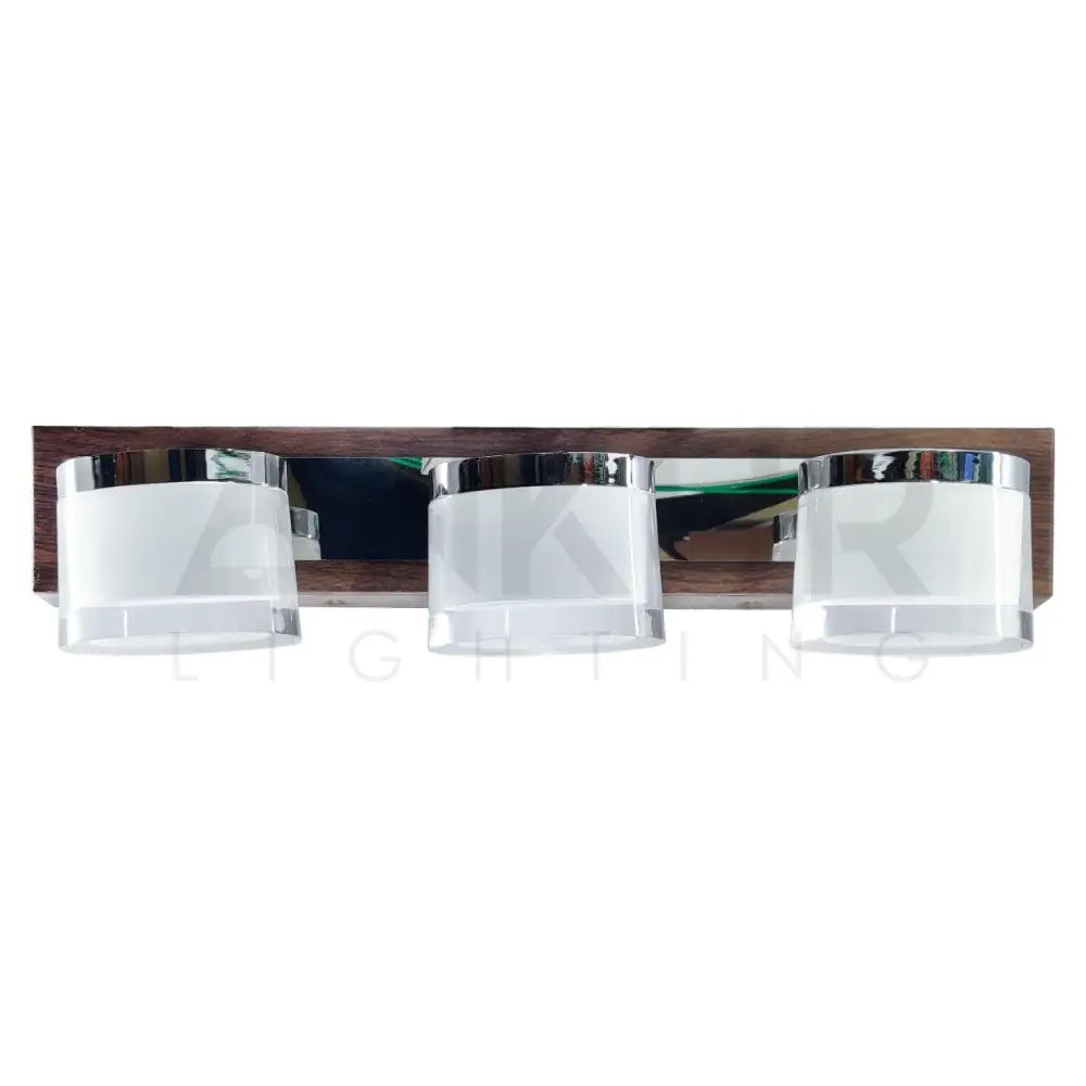 ANKUR FABIAN GLASS AND NATURAL WOOD BATHROOM VANITY MIRROR LIGHT - Ankur Lighting