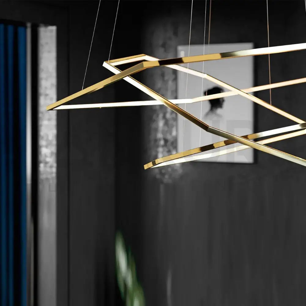 ANKUR GEOM HEXAGON 3 RING CONTEMPORARY LED CHANDELIER - Ankur Lighting