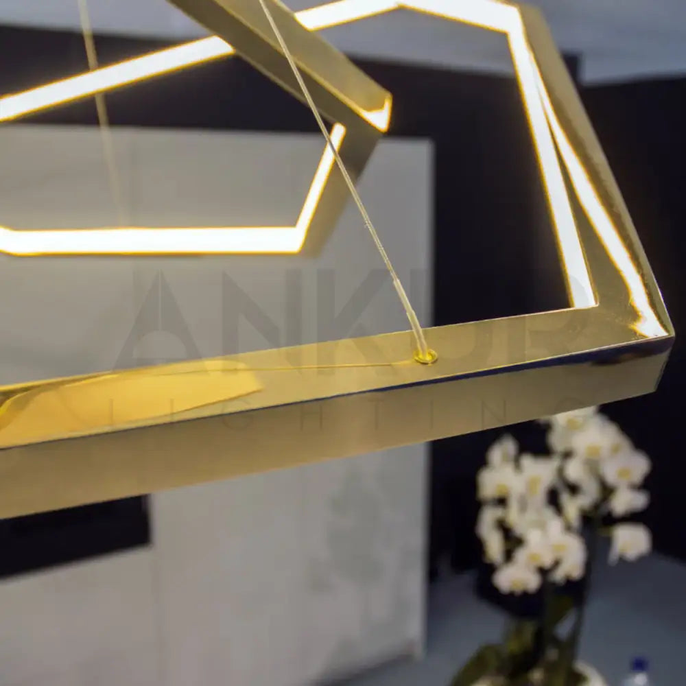 ANKUR GEOM HEXAGON 3 RING CONTEMPORARY LED CHANDELIER - Ankur Lighting