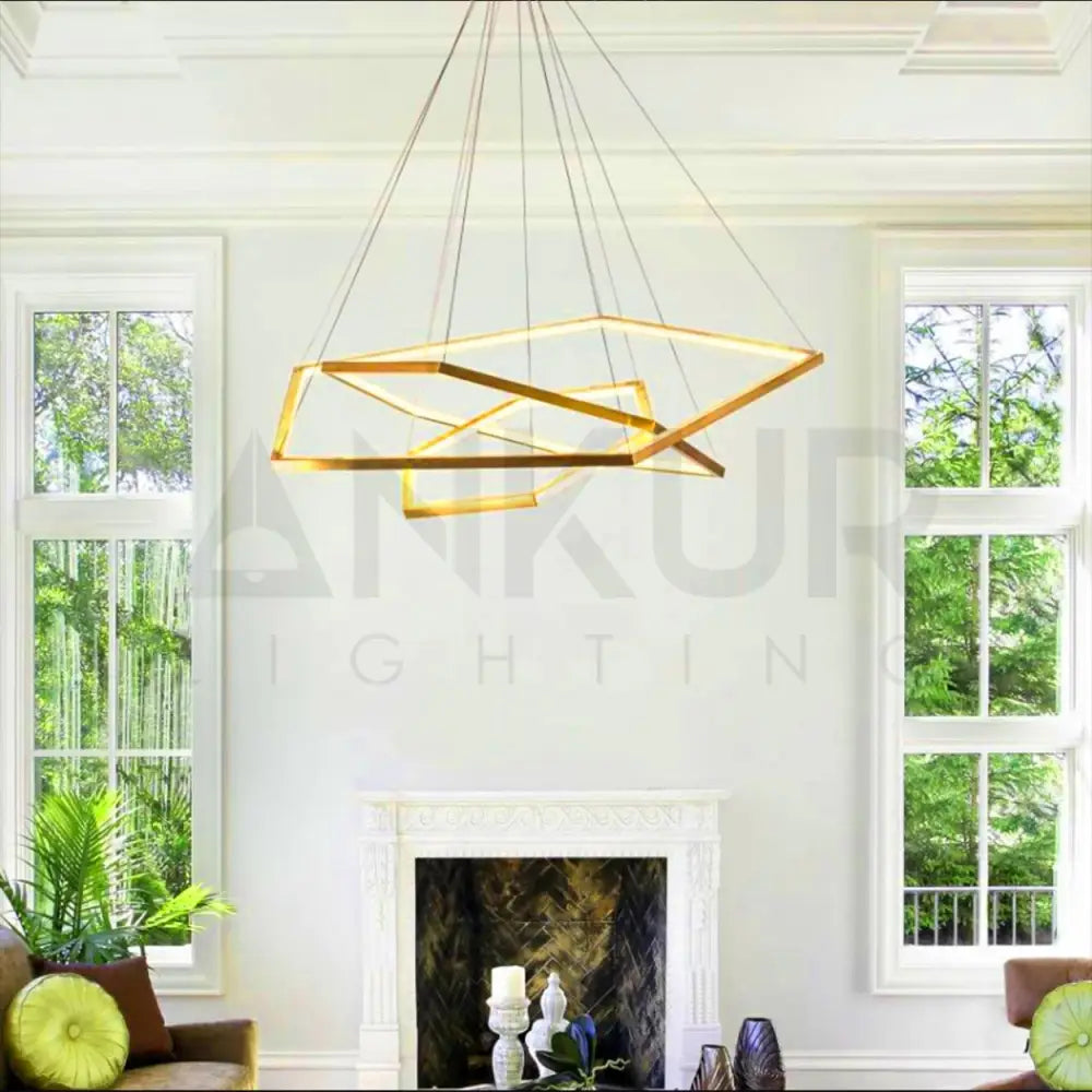 ANKUR GEOM HEXAGON 3 RING CONTEMPORARY LED CHANDELIER - Ankur Lighting