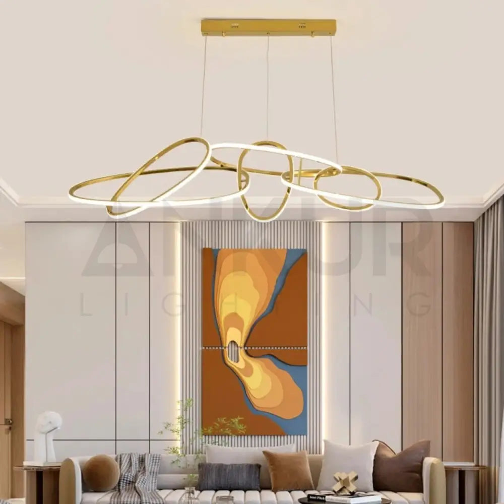 ANKUR GEOM INFINITY LOOP MODERN LED PENDANT CHANDELIER GOLD Chandelier