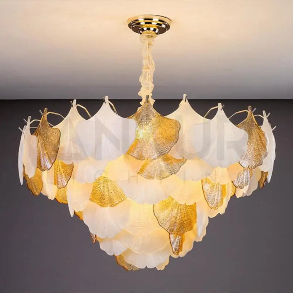 ANKUR GILDEDGLOW FRENCH FLOWER CRYSTAL ART GLASS ROUND CHANDELIER - Ankur Lighting