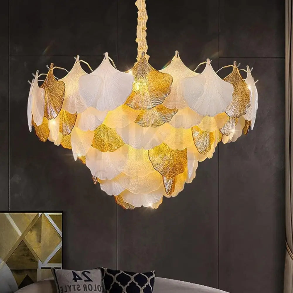 ANKUR GILDEDGLOW FRENCH FLOWER CRYSTAL ART GLASS ROUND CHANDELIER - Ankur Lighting