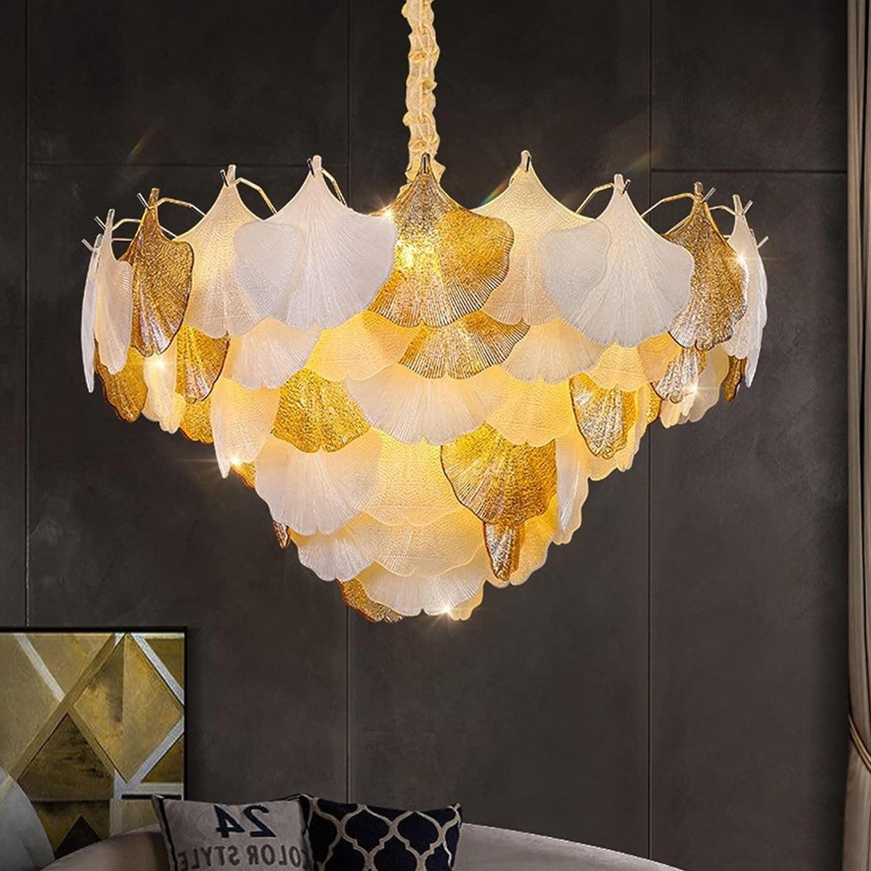 ANKUR GILDEDGLOW FRENCH FLOWER CRYSTAL ART GLASS ROUND CHANDELIER - Ankur Lighting