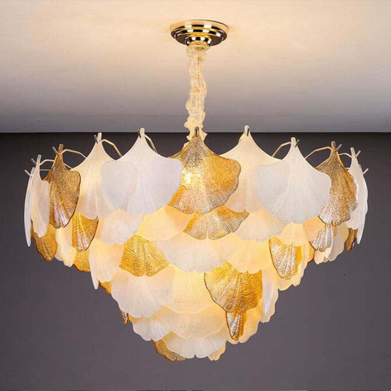 ANKUR GILDEDGLOW FRENCH FLOWER CRYSTAL ART GLASS ROUND CHANDELIER - Ankur Lighting