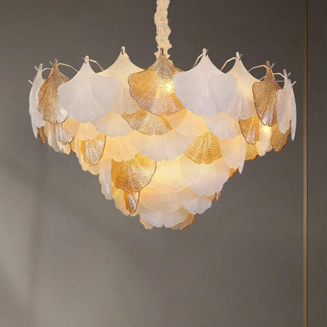 ANKUR GILDEDGLOW FRENCH FLOWER CRYSTAL ART GLASS ROUND CHANDELIER - Ankur Lighting