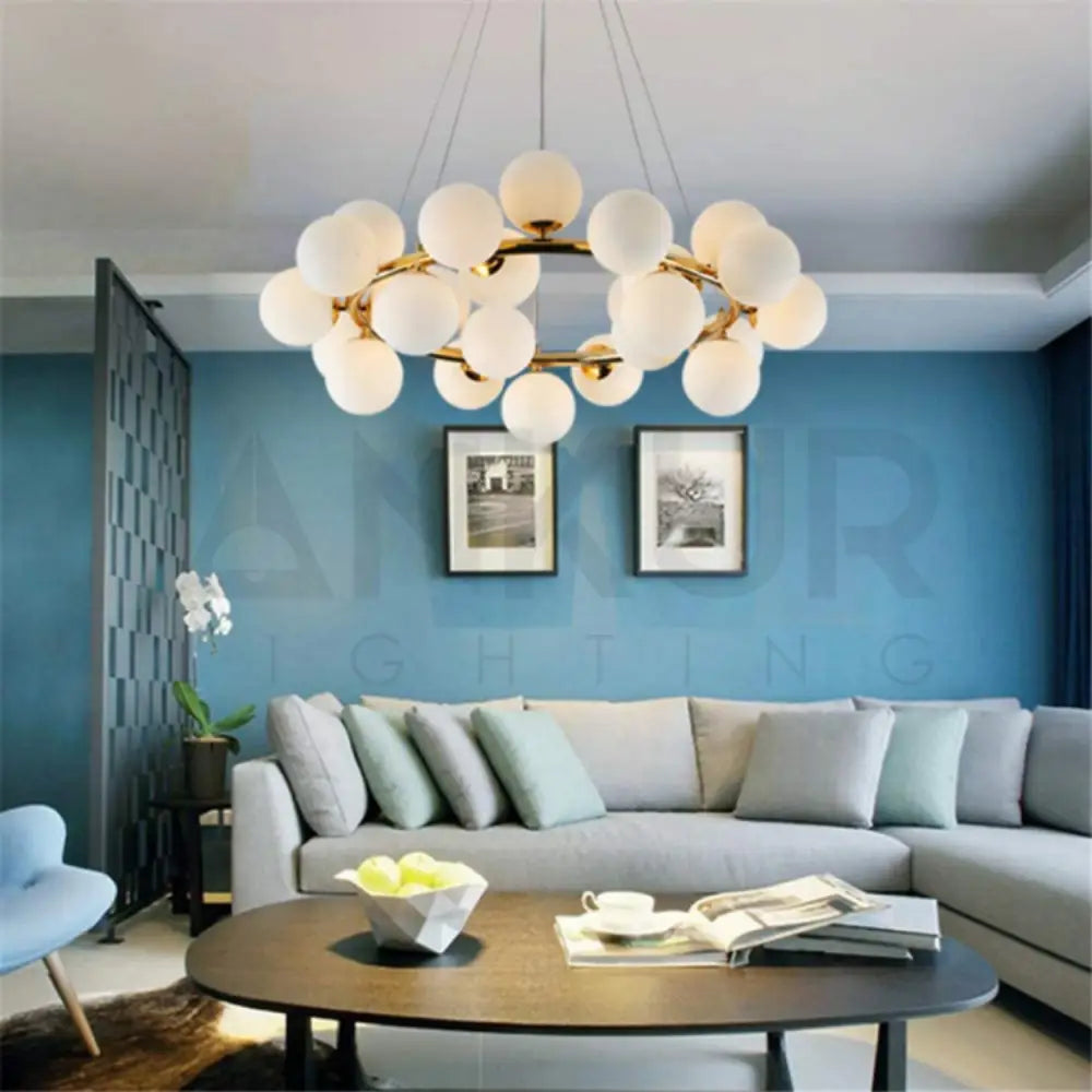 ANKUR GLASS BUBBLE RING CHANDELIER - Ankur Lighting
