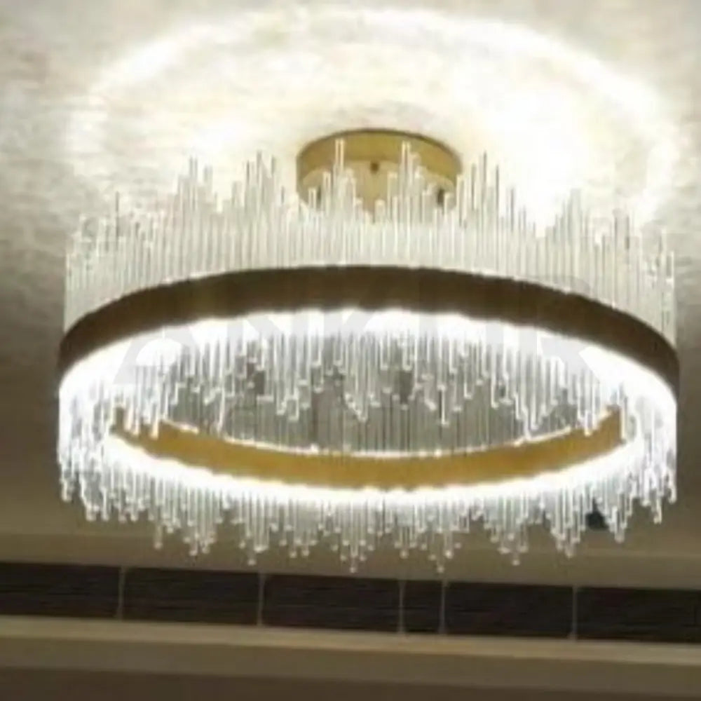 ANKUR GLASS PENCIL ROUND GOLD LED HANGING CHANDELIER - Ankur Lighting
