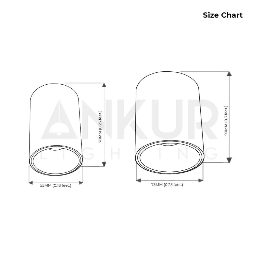 ANKUR GLITZ CYLINDRICAL SHAPE INDOOR CEILING MOUNTED SPOT LIGHT LED SURFACE DOWNLIGHT