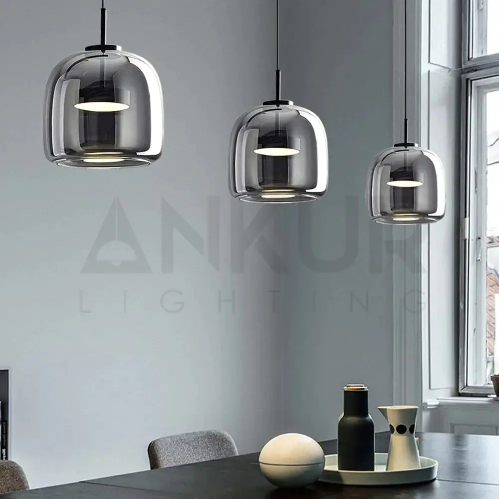 ANKUR GLOW BELL MODERN GLASS WITH METAL LED PENDANT LIGHT Pendant Light