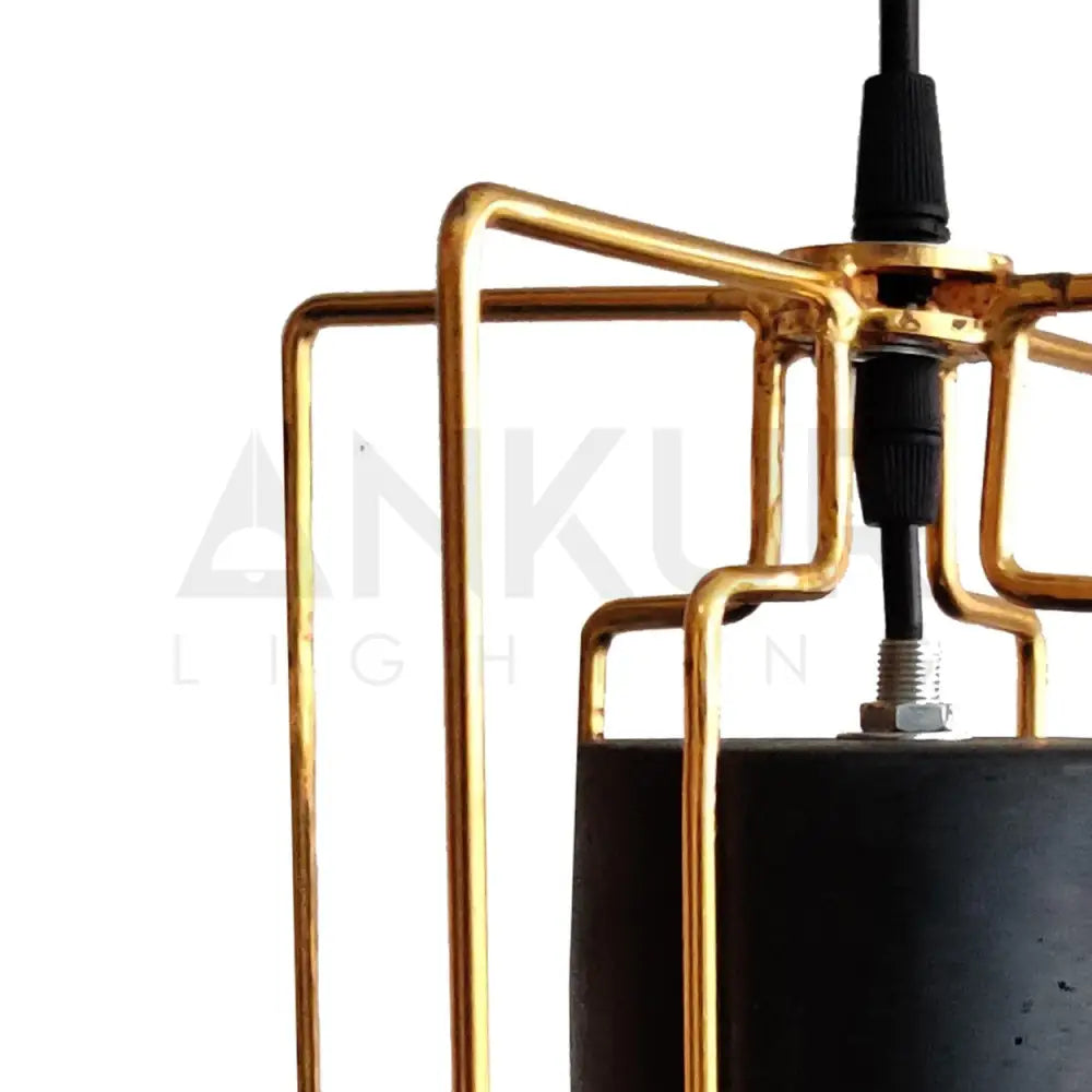 ANKUR GOLDEN CAGE CONCRETE HANGING - Ankur Lighting
