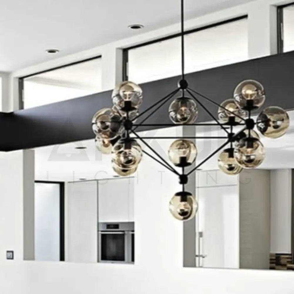 ANKUR HELIX MODERN GLASS AND METAL CHANDELIER - Ankur Lighting