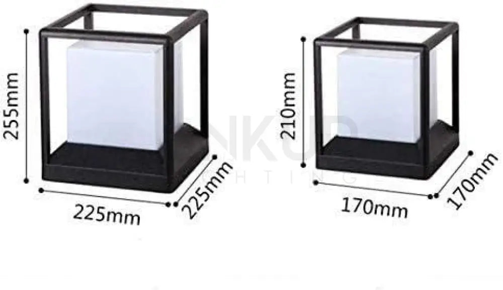 ANKUR HOUSA SQUARE ALUMINIUM OUTDOOR GATE LIGHT / PILLAR POST LIGHT - Ankur Lighting