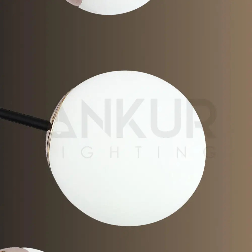 ANKUR HYDRON 10 LIGHT METAL AND MILKY GLOBE CHANDELIER - Ankur Lighting