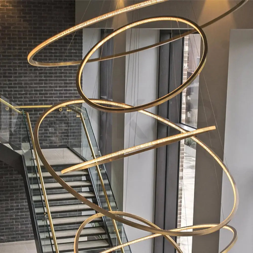 ANKUR INTERSTELLER MODERN DOUBLE HEIGHT LED RINGS CHANDELIER - Ankur Lighting