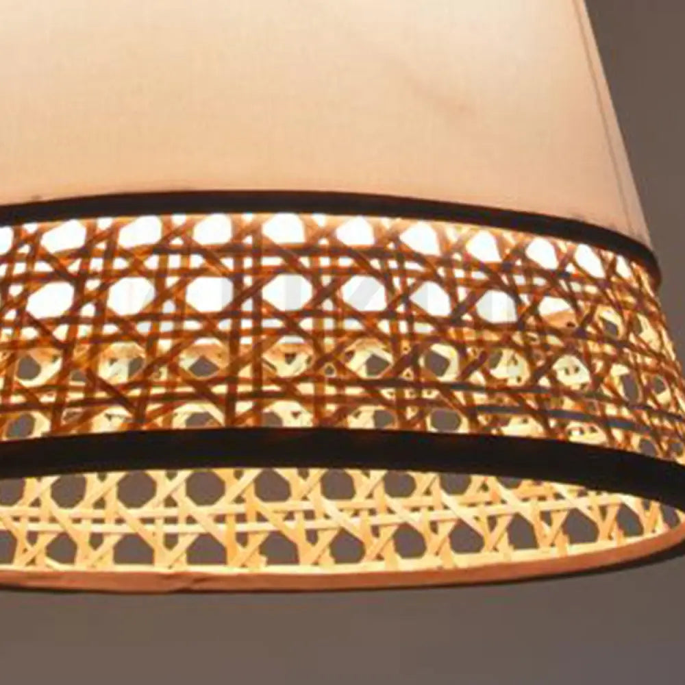 ANKUR JANE RETRO NATURAL BAMBOO CANE AND FABRIC PENDANT LIGHT - Ankur Lighting