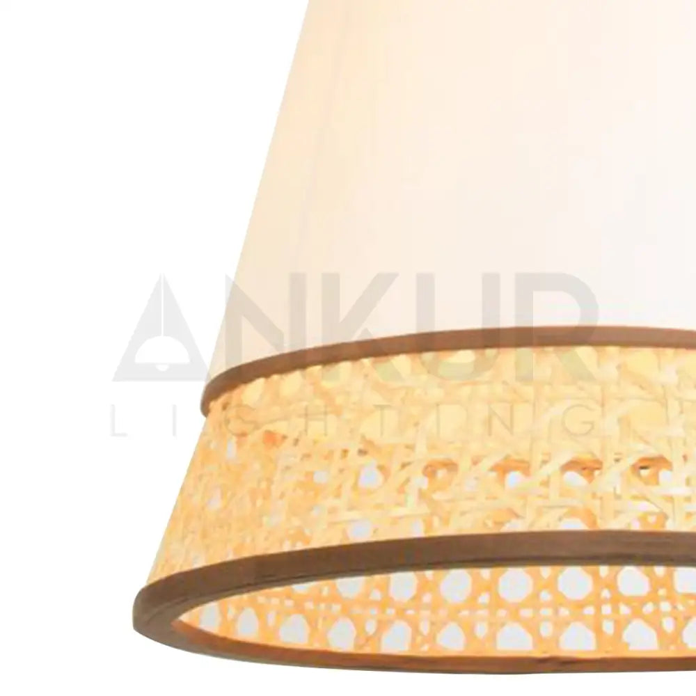 ANKUR JANE RETRO NATURAL BAMBOO CANE AND FABRIC PENDANT LIGHT - Ankur Lighting
