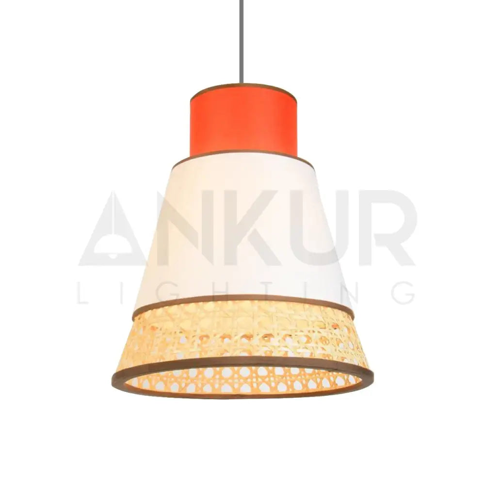ANKUR JANE RETRO NATURAL BAMBOO CANE AND FABRIC PENDANT LIGHT - Ankur Lighting