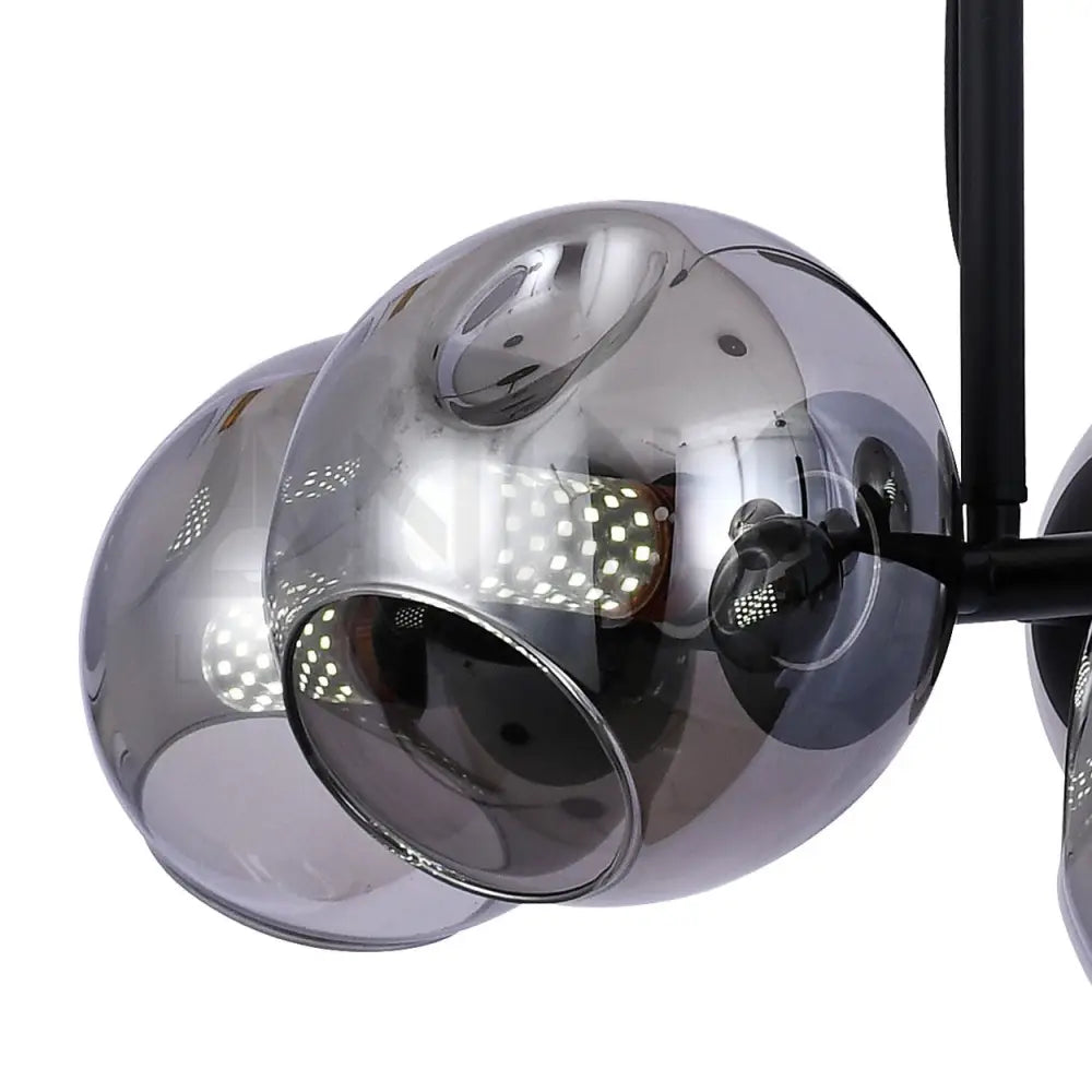 ANKUR JONUS 8 LIGHT SMOKE GREY WITH BLACK METAL LINEAR CHANDELIER - Ankur Lighting
