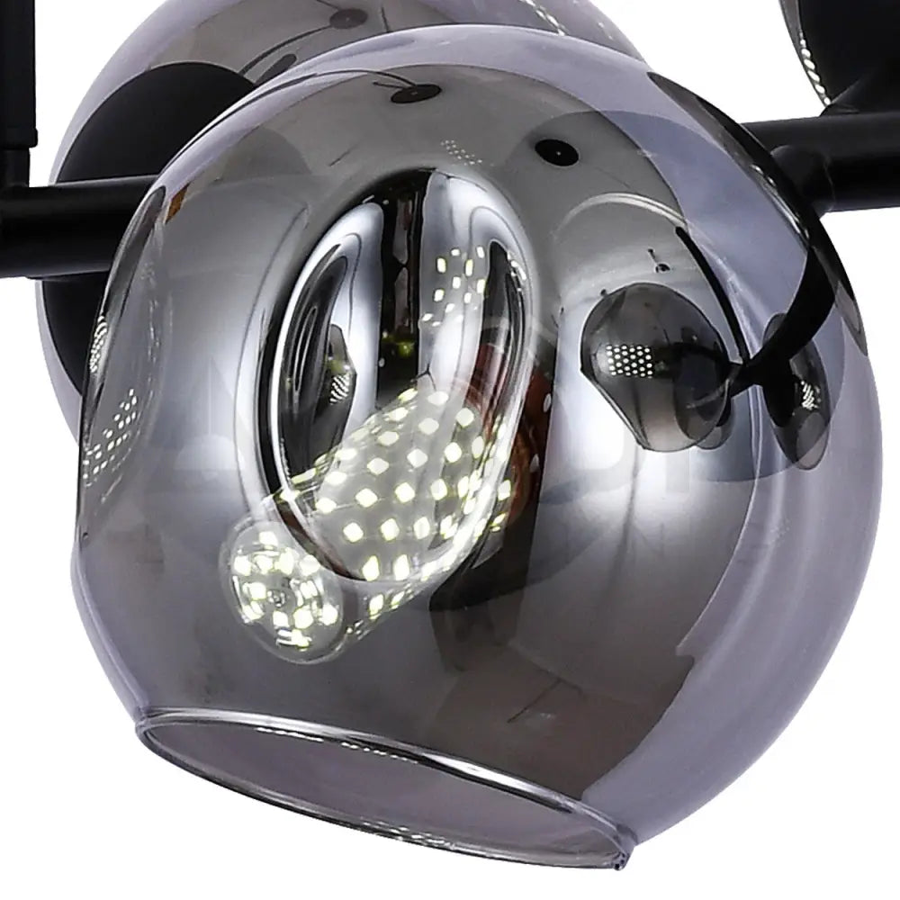 ANKUR JONUS 8 LIGHT SMOKE GREY WITH BLACK METAL LINEAR CHANDELIER - Ankur Lighting