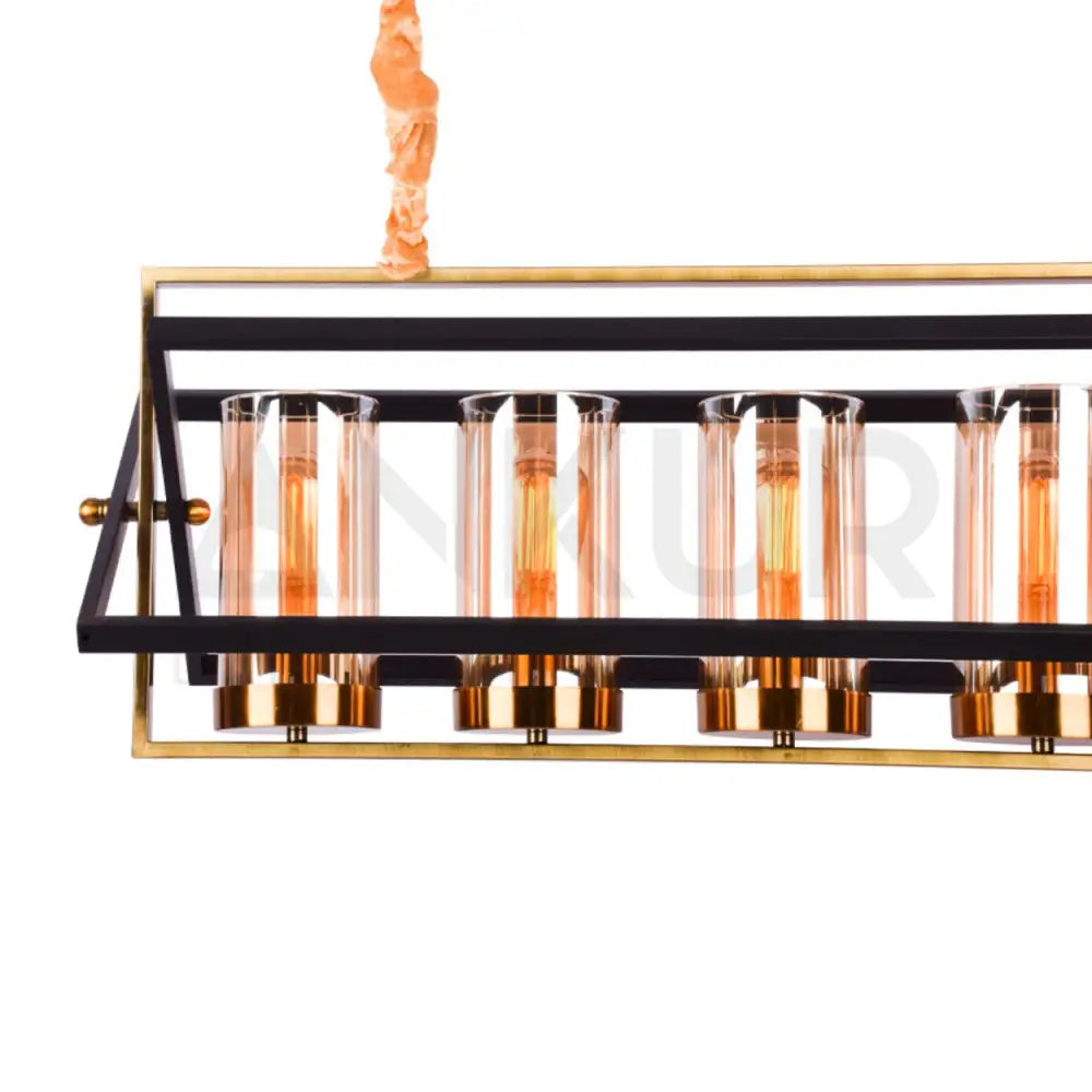 ANKUR JOY ANTIQUE FINISH LINEAR GLASS CHANDELIER 5 LIGHT Chandelier
