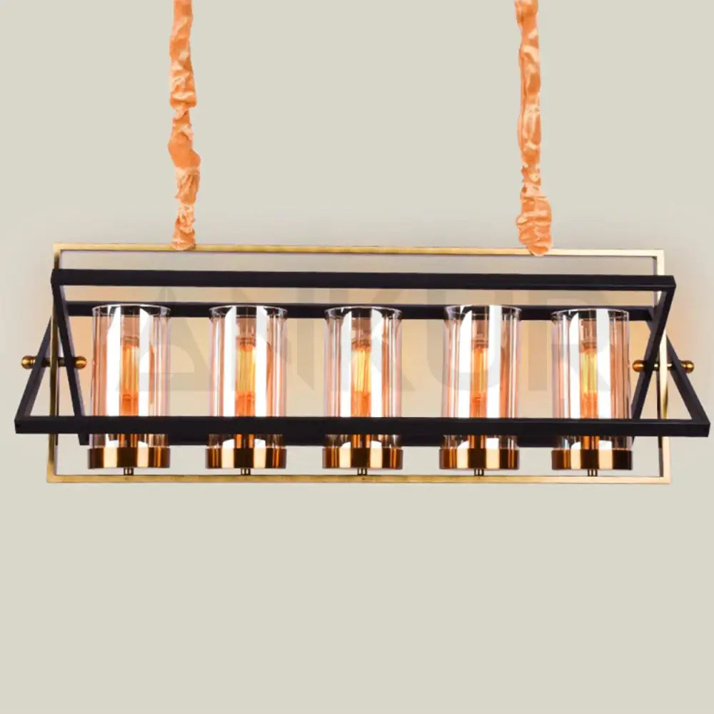 ANKUR JUTTY 5 LIGHT ANTIQUE GOLD WITH BLACK CHANDELIER - Ankur Lighting