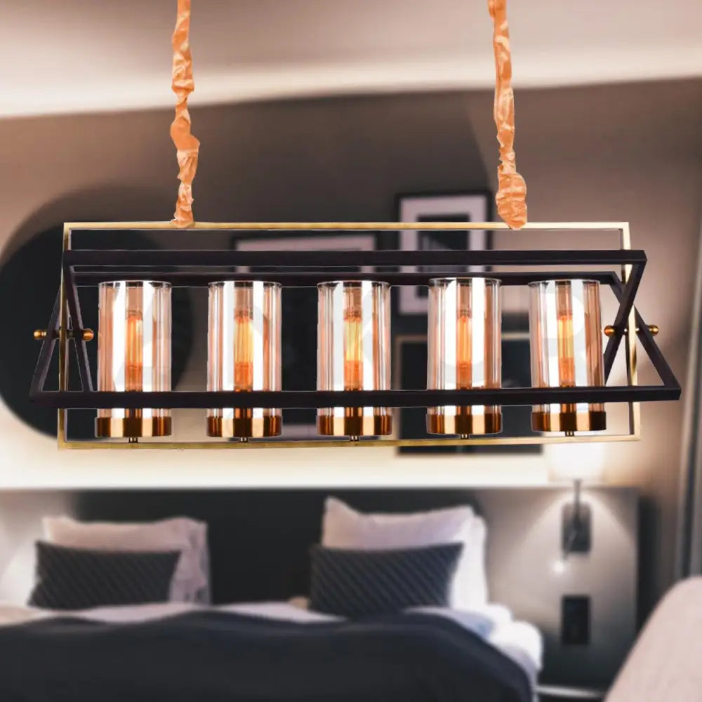 ANKUR JUTTY 5 LIGHT ANTIQUE GOLD WITH BLACK CHANDELIER - Ankur Lighting